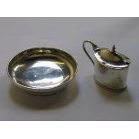 SILVER STEMMED SHALLOW BOWL AND SILVER MUSTARD POT (NO LINER)