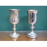 TWO SILVER PLATED CHURCH CHALICES