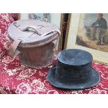 VINTAGE TOP HAT IN LEATHER HAT BOX