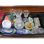 TRAY OF SUNDRIES GLASSWARE, CERAMICS ETC.