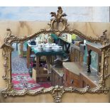 LARGE HEAVILY GILDED ORNATE VICTORIAN STYLE WALL MIRROR,