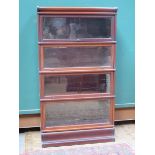 GLOBE WERNICKE MAHOGANY FOUR DOOR GLAZED SECTIONAL BOOKCASE,