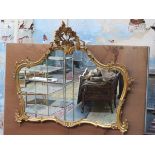 LARGE HEAVILY GILDED ORNATE VICTORIAN STYLE WALL MIRROR,