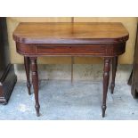 ANTIQUE MAHOGANY INLAID FOLD OVER TEA TABLE