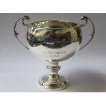 HALLMARKED SILVER TWO HANDLED TROPHY, DATED 1936, BY A.L.