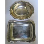 TWO HALLMARKED SILVER SHALLOW DISHES, BOTH SHEFFIELD ASSAY, DATED 1917 AND 1918,