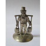 PRETTY MINIATURE '800' GERMAN SILVER FIGURE OF A WATER CARRIER,