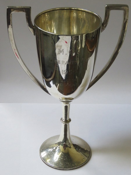 HALLMARKED SILVER VICTORIAN TWO HANDLED TROPHY, LONDON ASSAY, DATED 1877,