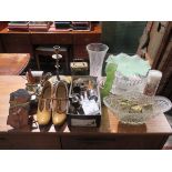 MIXED LOT OF SUNDRIES INCLUDING GLASSWARE, FLATWARE, ETC.