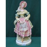 CAPODIMONTE STYLE UNGLAZED FIGURINE WITH HANDPAINTED AND GILDED DECORATION,
