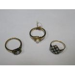 TWO GOLD DRESS RINGS AND ONE OTHER