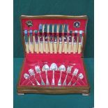 OAK CASED PART CANTEEN OF SILVER PLATED CUTLERY, BY RICHARD, SHEFFIELD,