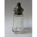 HALLMARKED SILVER TOPPED GLASS SHAKER,
