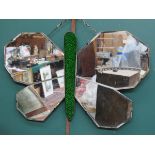 ART DECO FIVE SECTION BUTTERFLY BEVELLED WALL MIRROR,