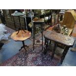 TWO REPRODUCTION TRIPOD TABLES,