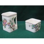 MINTON 'CUNARD STEAMSHIP CO LTD' CUBE MILK JUG AND SUGAR BOWL WITH FLORAL DECORATION