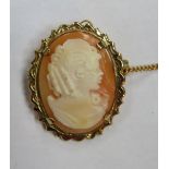 9ct GOLD CAMEO BROOCH