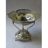 HALLMARKED SILVER PIERCEWORK DISH ON STAND, SHEFFIELD ASSAY, DATED 1907,