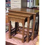 PRIORY STYLE OAK NEST OF THREE TABLES