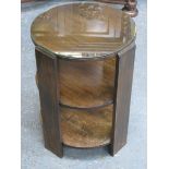 OAK ART DECO STYLE THREE TIER GLASS TOPPED CIRCULAR SIDE TABLE