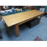 OAK RECTANGULAR DINING TABLE WITH MAKERS STAMP TO BASE - HEALS OF LONDON