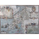 FRAMED JOHN SPEED MAP OF CAERNARVON,