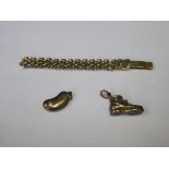 TWO SMALL GOLD FOBS AND PART GOLD WATCH CHAIN