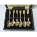 SET OF SIX HALLMARKED SILVER SPOONS, LONDON ASSAY, DATED 1840,