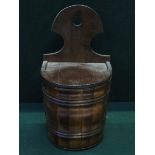 WALL MOUNTING TREEN SALT BOX WITH HINGED COVER,