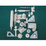 PARCEL OF CARVED IVORY SEWING BOX ACCESSORIES