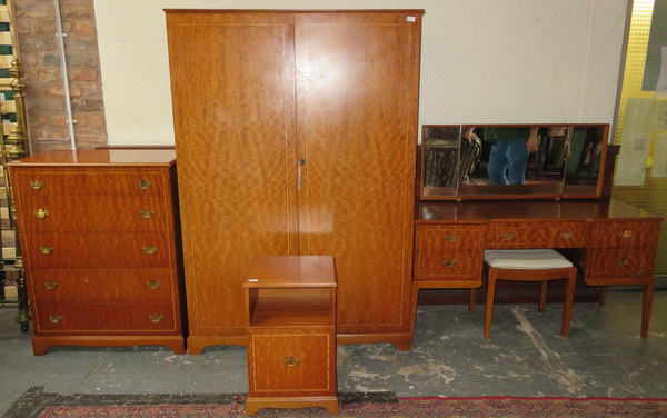 BEITHCRAFT LIMITED SCOTLAND MODERN INLAID FIVE PIECE BEDROOM SUITE COMPRISING TWO DOOR WARDROBE,