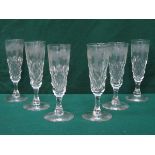 SET OF SIX TALL STEMMED DRINKING GLASSES WITH GRAPE AND VINE DECORATION