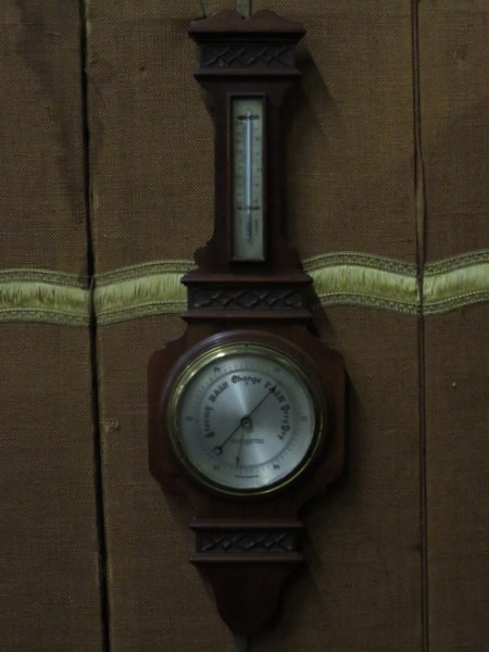 CARVED MAHOGANY ANEROID BAROMETER BY THOMAS ARMSTRONG & BROTHER