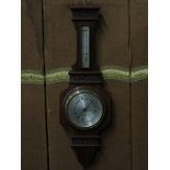 CARVED MAHOGANY ANEROID BAROMETER BY THOMAS ARMSTRONG & BROTHER