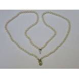 STRAND OF CULTURED PEARLS ON 925 SILVER CLASP WITH 925 SILVER PENDANT