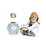 1 Lladro figure of a seated girl and a Nao pottery figure of a girl holding her skirt H17cms