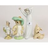 A Lladro figure together with a Beswick, Royal Albert and Sylvak figure