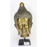 A cast bronze Buddha head H33cms