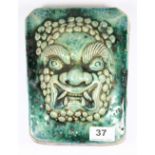 An interesting 19th century Chinese glazed porcelain wall panel 22 x 16 x 9cm