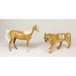 A Beswick figure of a lioness and bay horse both A/F
