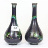 A pair of 19th century Japanese cloisonné vases decorated with dragons H18cms