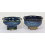 2 Chinese glazed pottery bowls D11cms x 6 x 6.5cms