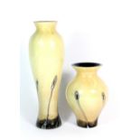 2 Signed studio glass vases, Michael Clemente, Malta (26cm /15cm)