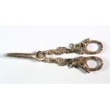 A pair of hallmarked silver grape scissors