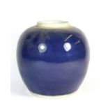 A Chinese 19th / early 20th century blue glazed ginger jar H 23.5cm Dia 24cm