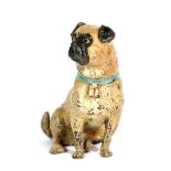 Cold painted Vienna style pug dog figure (13cm)