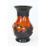 A Chinese Peking cameo glass vase engraved with a poem and decorated with sages and butterflies, H