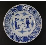 A Chinese hand painted porcelain plate (Dia 25cm) with 6 character mark to base and probably of