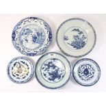Five good Chinese 19th and early 20th century hand painted porcelain plates, Dia 23cm - 15cm