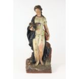 A 19th century continental painted chalk figure, H 45cm